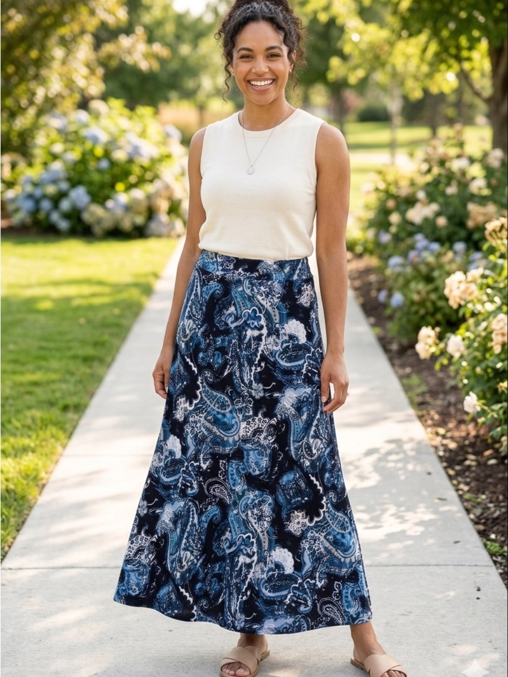 Agnes & Dora Maxi Skirt Black Multicolor sz S